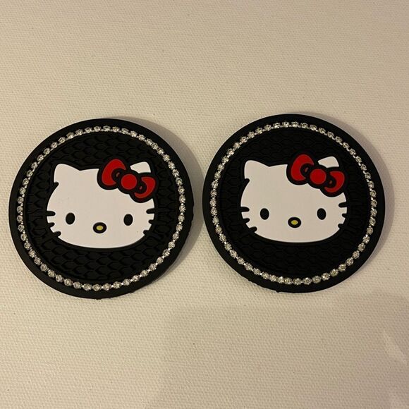 Other - Hello Kitty Car Cup Coasters in Black Bling Set of 2 NWT